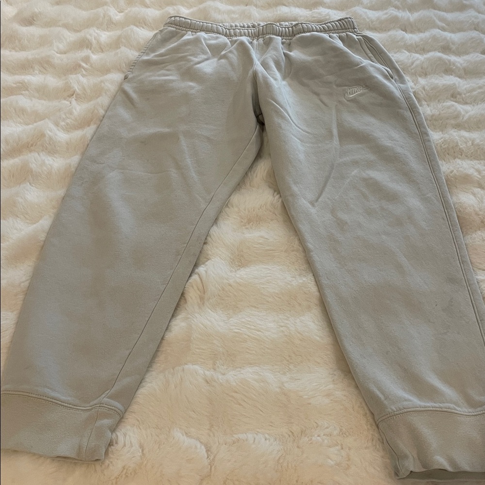 Nike Light Gray Joggers with Embroidered Swoosh